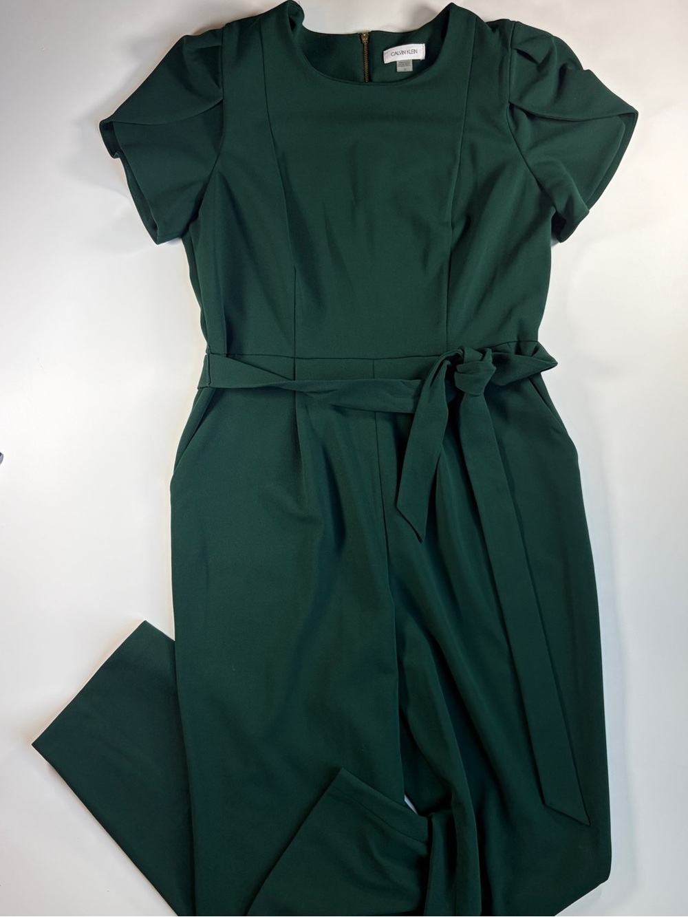 Calvin Klein Forest Green Short Sleeve Holiday Wedding Jumpsuit Size 10